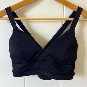 Lululemon Body Con Bra Long Line Mesh Panels Size 6 A/B Cup Black